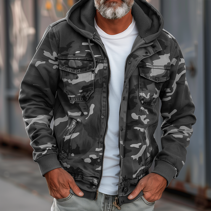 Fabian - Herren Camouflage Cargo Jacke - Mit Kapuze und Multi-Taschen Design