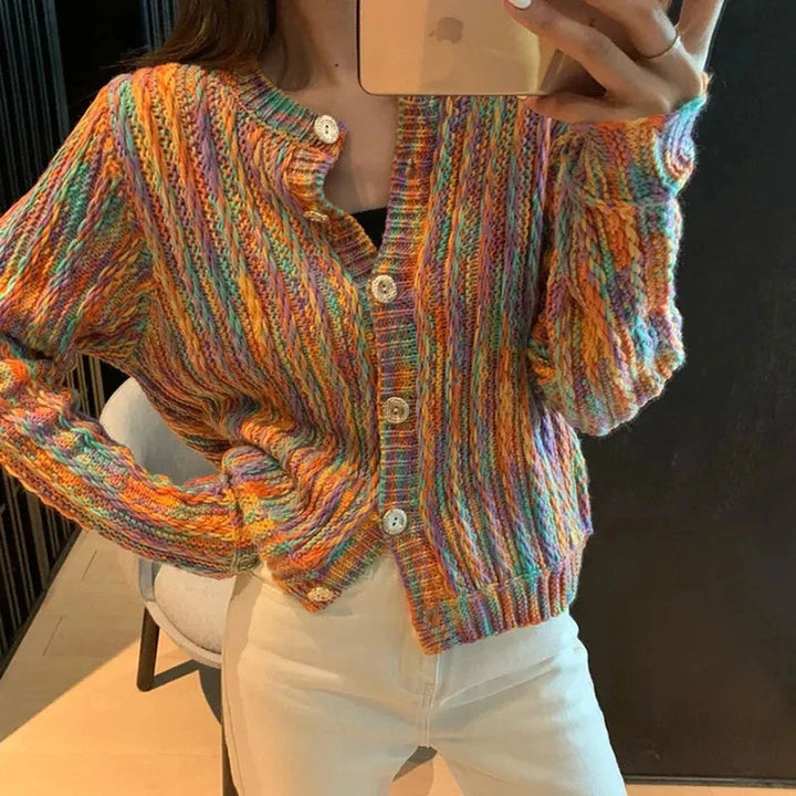 Landree™ | Vibrant multi-colored cable knit sweater