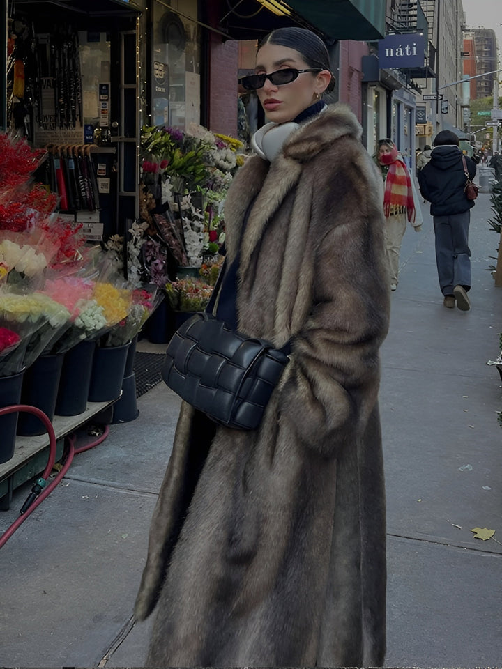 Faux Fur Long Overcoat