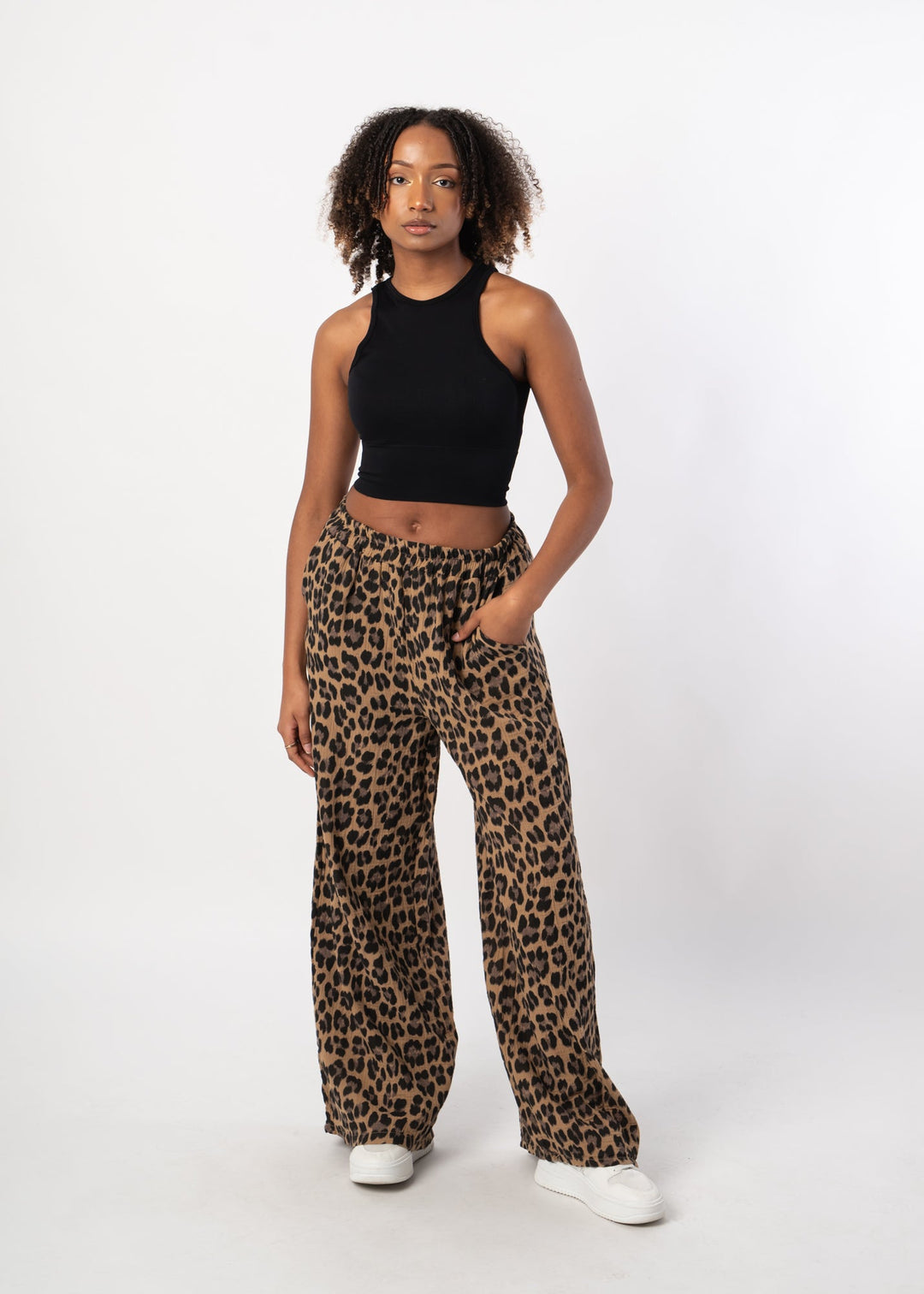 Leo Flare Musselin Hose - Dunkel