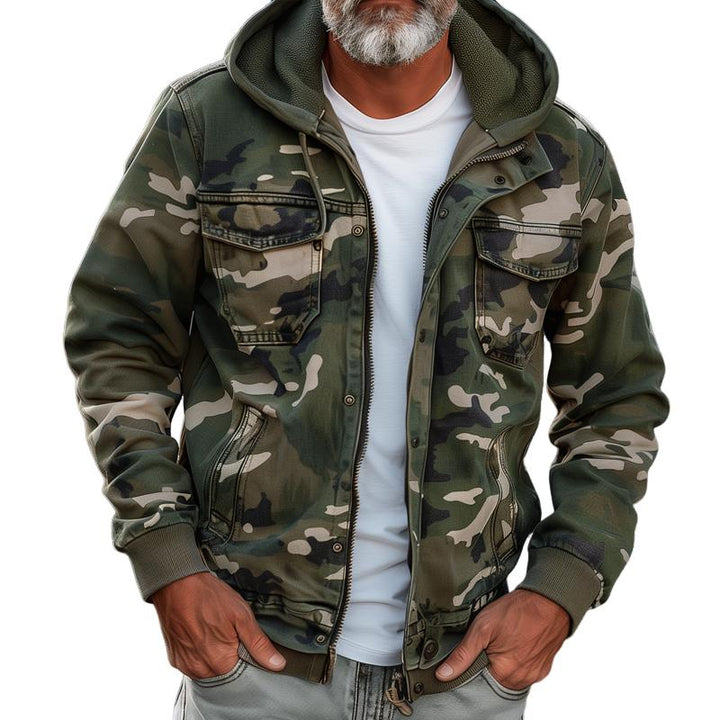 Fabian - Herren Camouflage Cargo Jacke - Mit Kapuze und Multi-Taschen Design