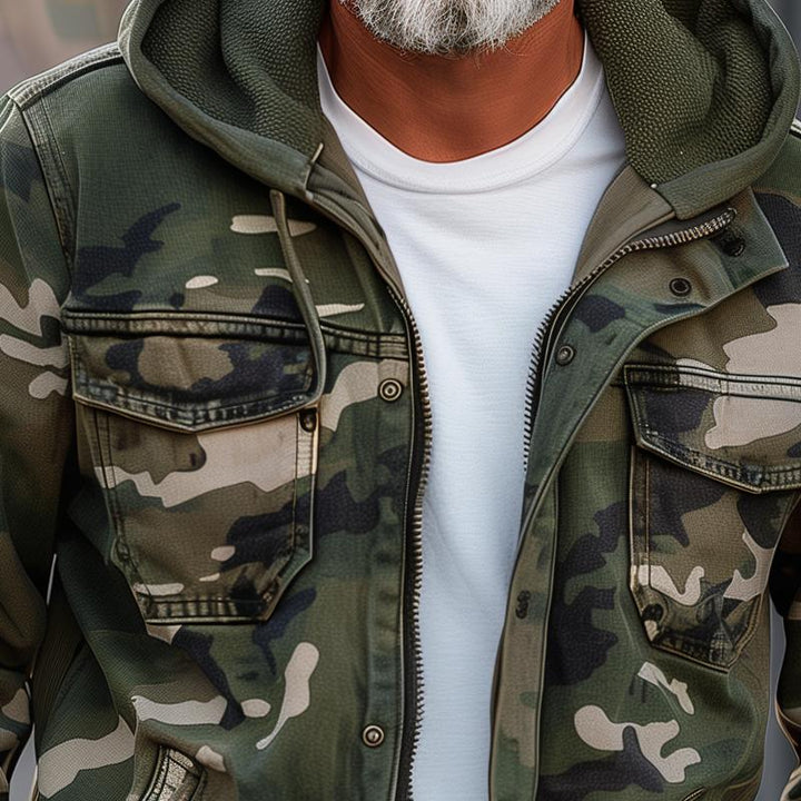 Fabian - Herren Camouflage Cargo Jacke - Mit Kapuze und Multi-Taschen Design